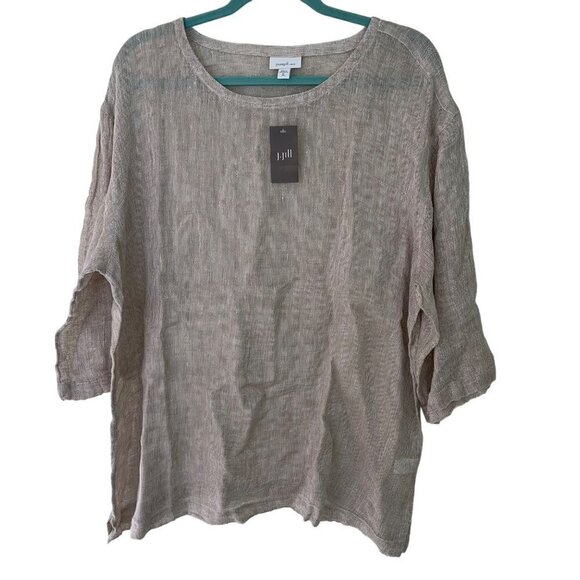 J Jill Womens Top Size XL Gray Gauzy Knit Lagenlook Crew Neck Casual New - Picture 1 of 11